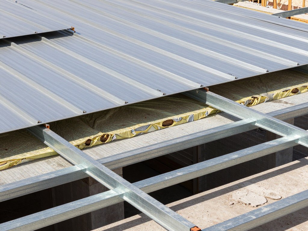 مكونات سقف كيربي تظهر الألواح المعدنية والإطار الهيكلي