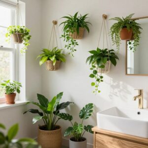 نباتات داخلية في تصميم الحمام نباتات داخلية في تصميم الحمام