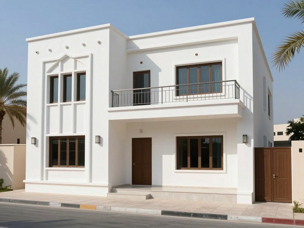 واجهة منزل كويتي مدهونة بألوان جميلة تتحمل الطقس