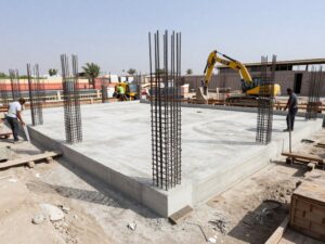 أعمال عظم وأساسات في موقع بناء جنوب السرة