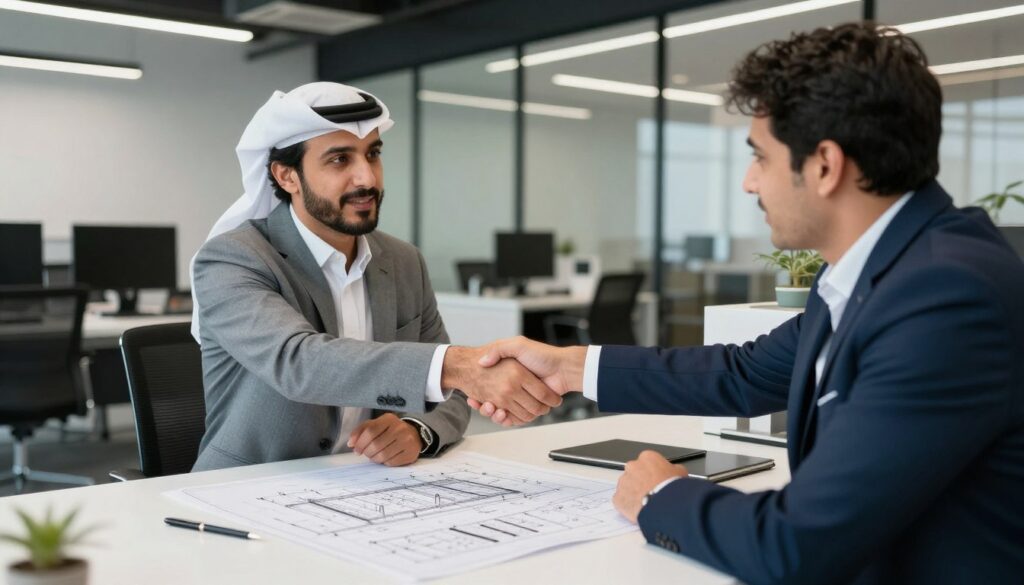 اجتماع مع مقاول بناء جنوب السرة لمناقشة مشروع