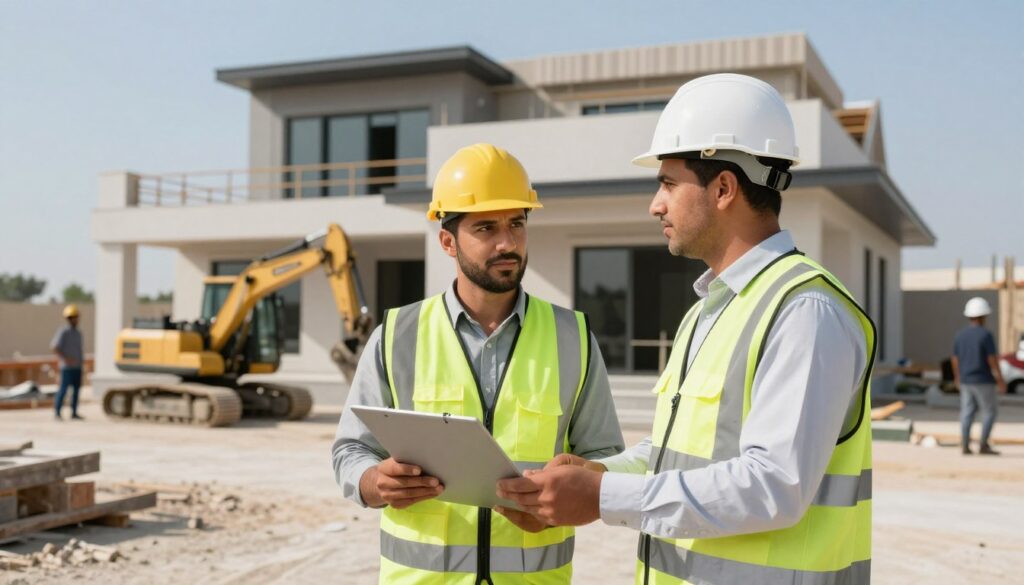 مقاول بناء الصالحية يعمل على مشروع بناء فيلا حديثة