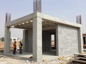 أعمال البناء العظم في منزل بمنطقة مبارك الكبير