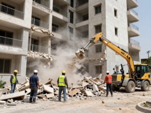 أعمال هدم وتكسير منظمة داخل عقار في الظهر