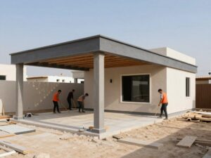 بناء ملاحق الفنطاس بجانب منزل سكني