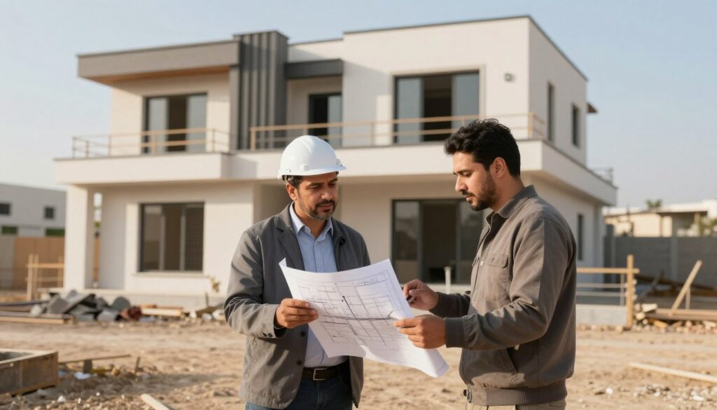 مقاول بناء أبو الحصانية يتابع مشروع بناء منزل في الكويت