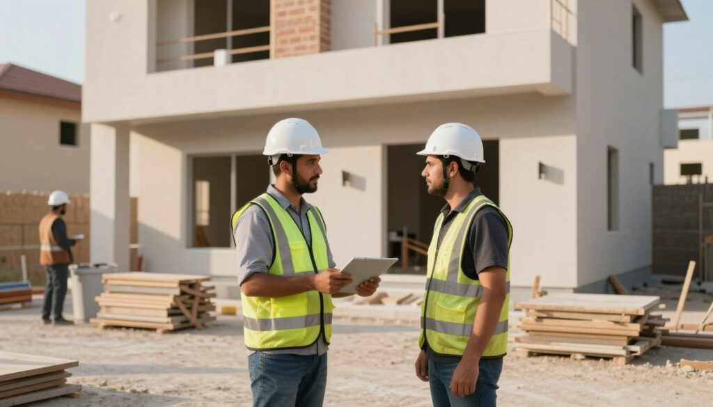مقاول بناء أم الهيمان أثناء تنفيذ منزل