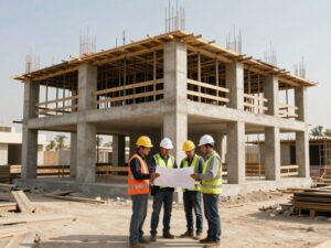 مقاول بناء منازل الرقة أثناء تنفيذ الهيكل